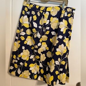 Talbots size 12 skirt. Navy and yellow floral pattern.